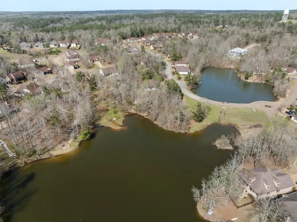 Aerial lake view near the Oxford Mississippi vacation rental